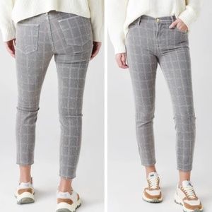 Frame Le High Skinny Crop Gray Window Pane Plaid Size 24
